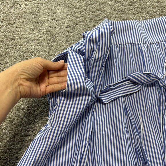 J. Crew Striped Tie Waist Midi Skirt Blue White 12 - Picture 3 of 9